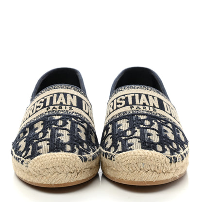 Christian Dior Oblique Embroidered Granville 15mm Espadrilles 38.5 Deep Blue 2 of 9