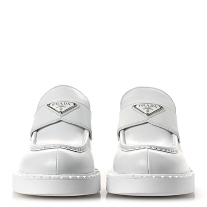 Prada Spazzolato Triangle 50mm Loafers 41 White 3 of 12