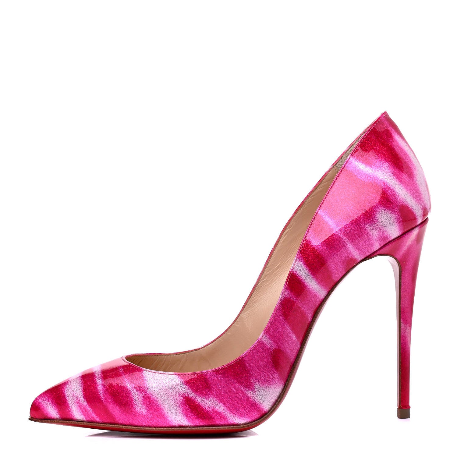Christian Louboutin Patent Glittart Pigalle Follies 100 Pumps 36 Shocking Pink 1 of 10