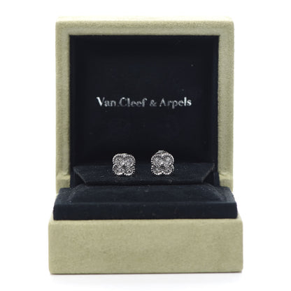 Van Cleef & Arpels 18K White Gold Diamond Sweet Alhambra Earrings 5 of 5