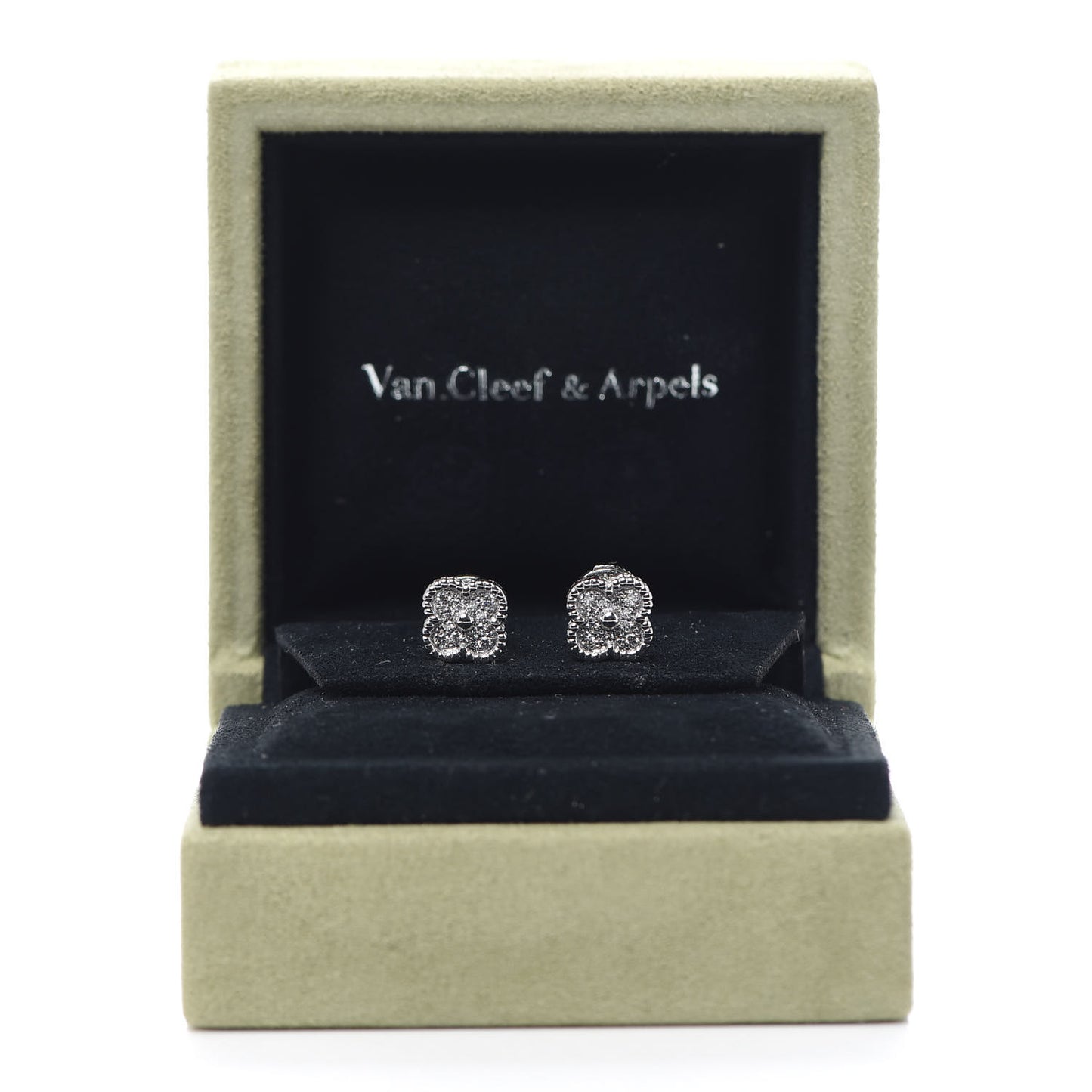 18K White Gold Diamond Sweet Alhambra Earrings