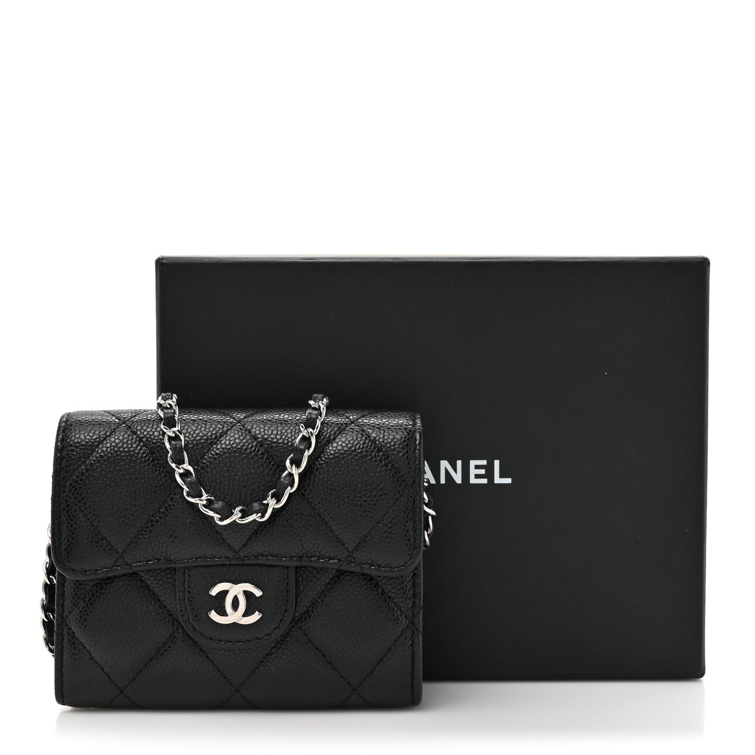 Chanel Caviar Quilted Flap Card Holder On Chain Black 13 of 13