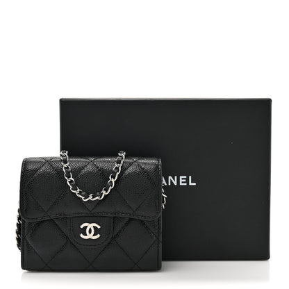 Chanel Caviar Quilted Flap Card Holder On Chain Black 13 of 13