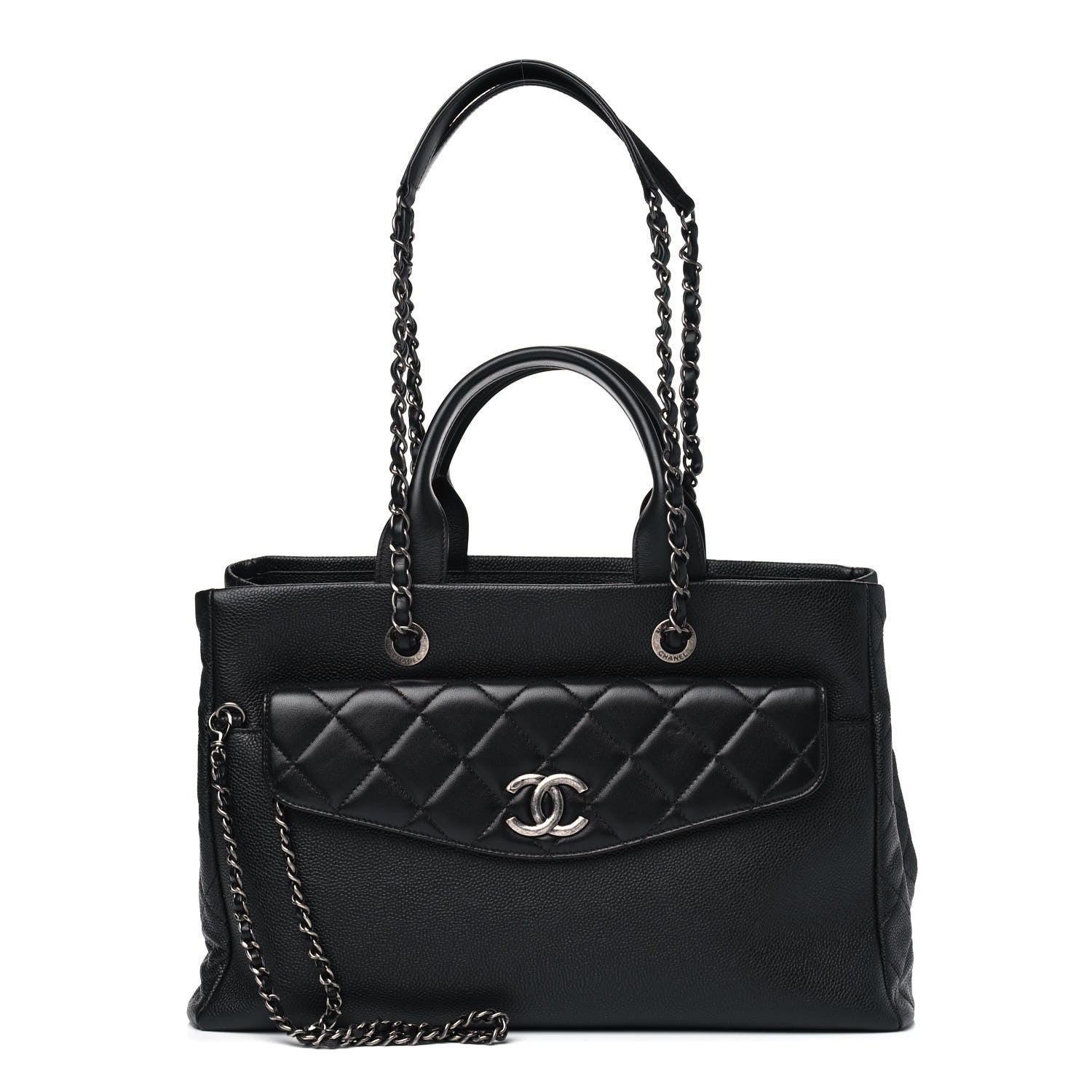 Chanel Caviar Lambskin Quilted Large Coco Break Shopping Bag Black 1 of 4