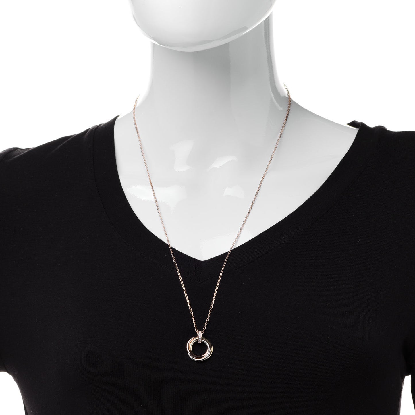 18K Pink White Yellow Gold Diamond Trinity Pendant Necklace