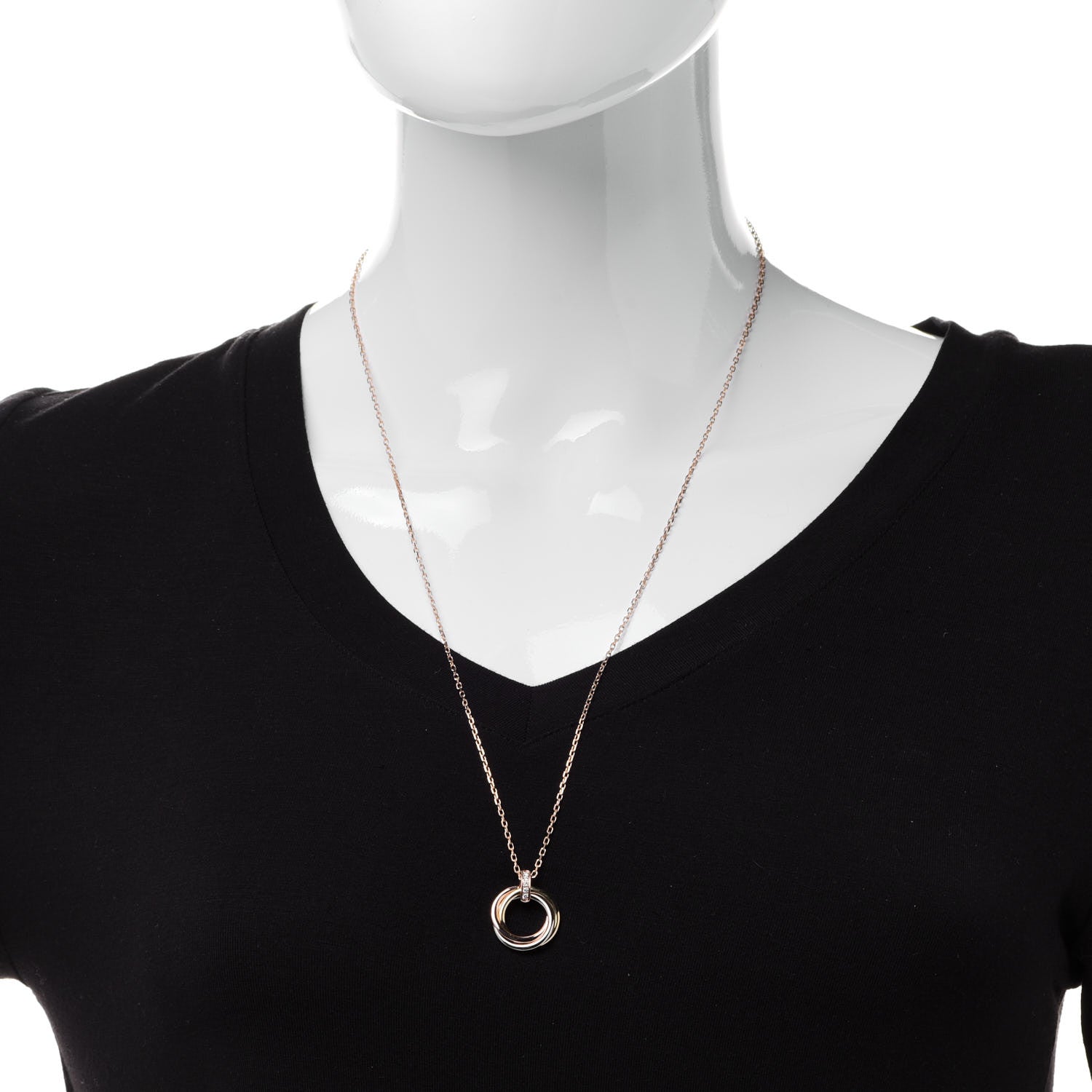 Cartier 18K Pink White Yellow Gold Diamond Trinity Pendant Necklace 2 of 6