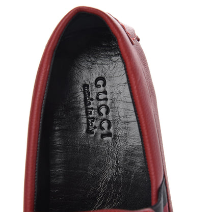 Gucci Calfskin Web Mens Driver Loafers 8.5 Red 6 of 8