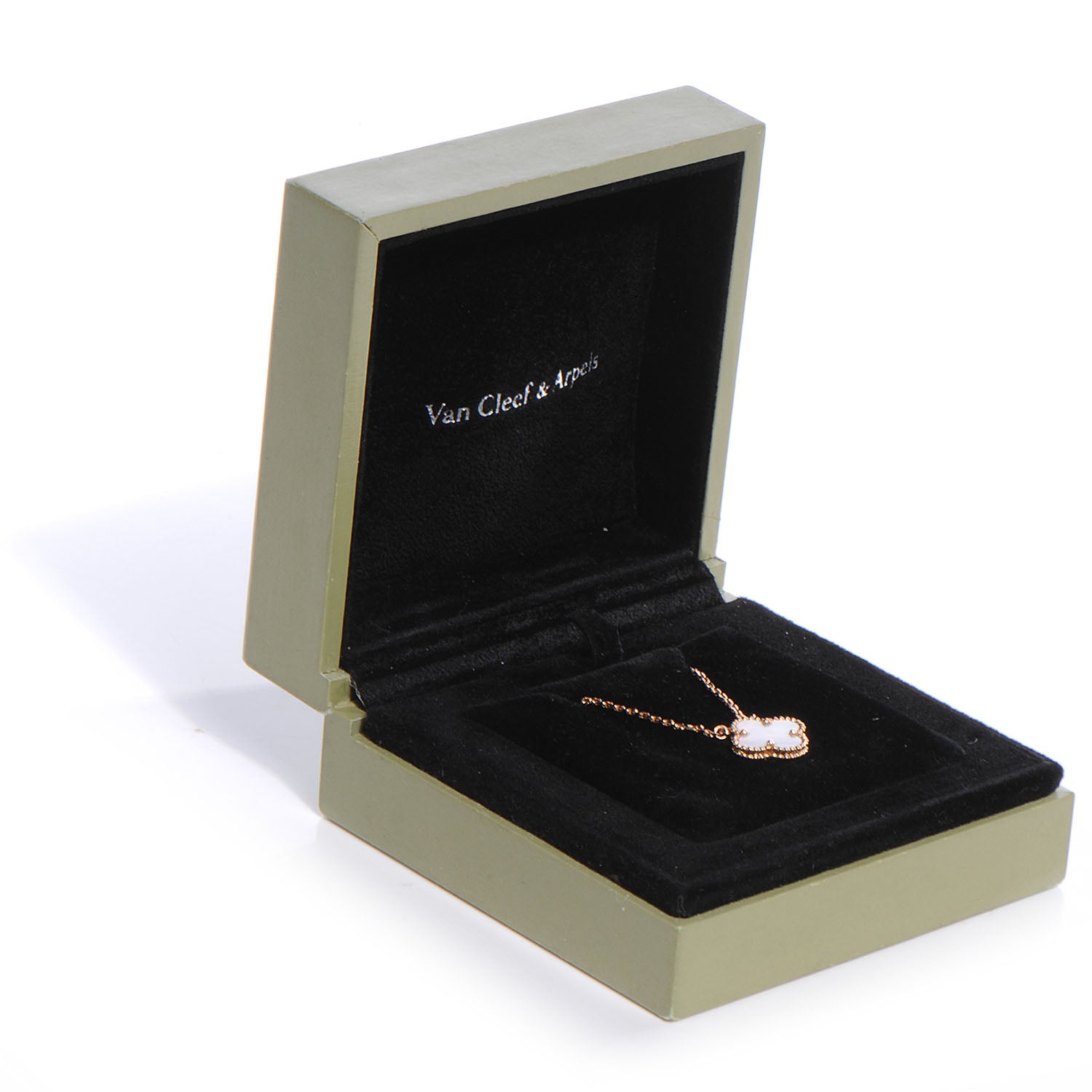Van Cleef & Arpels 18K Rose Gold Mother of Pearl Vintage Alhambra Pendant Necklace 6 of 6