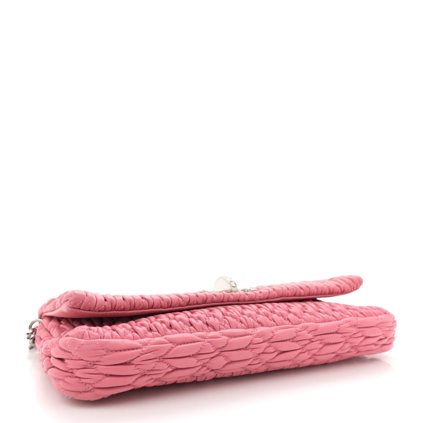 Nappa Matelasse Crystal Flap Clutch Pink Pomice