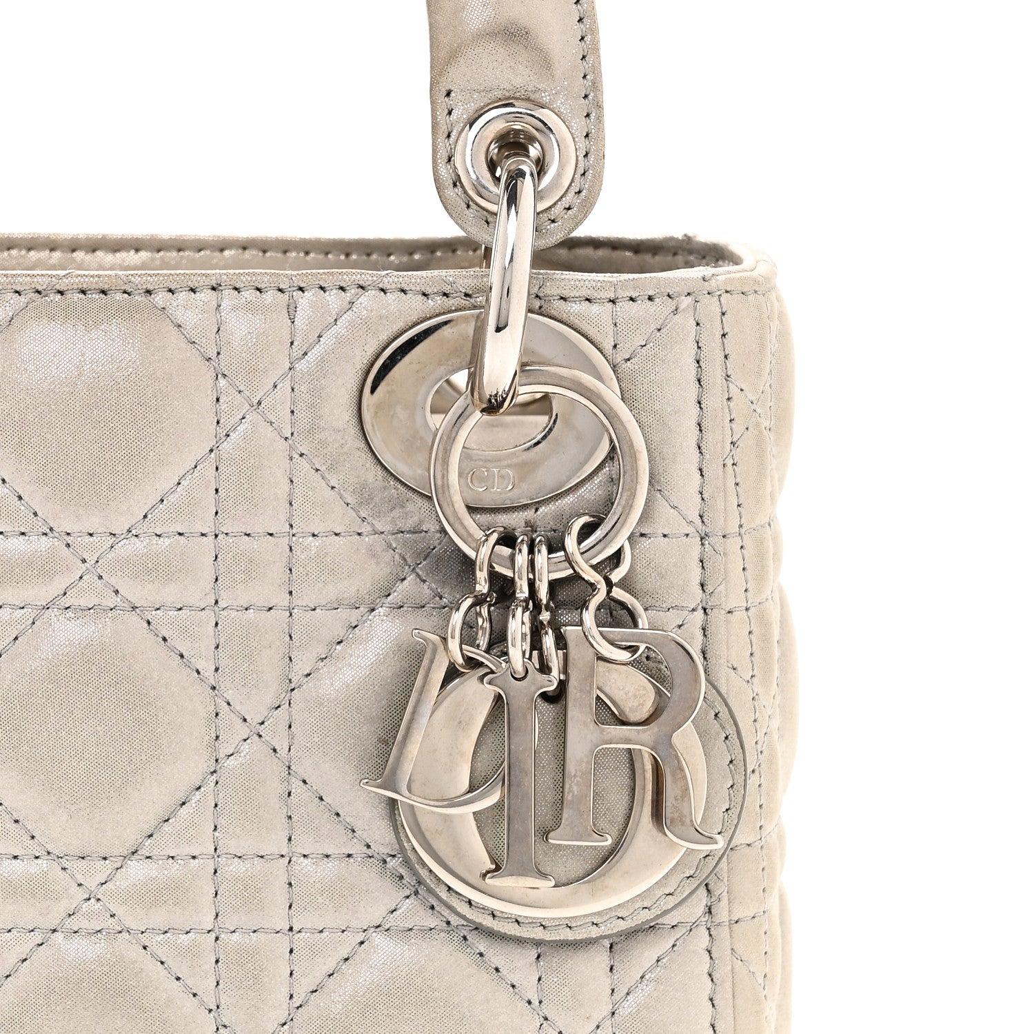 Christian Dior Metallic Lambskin Cannage Mini Lady Dior Silver 8 of 11