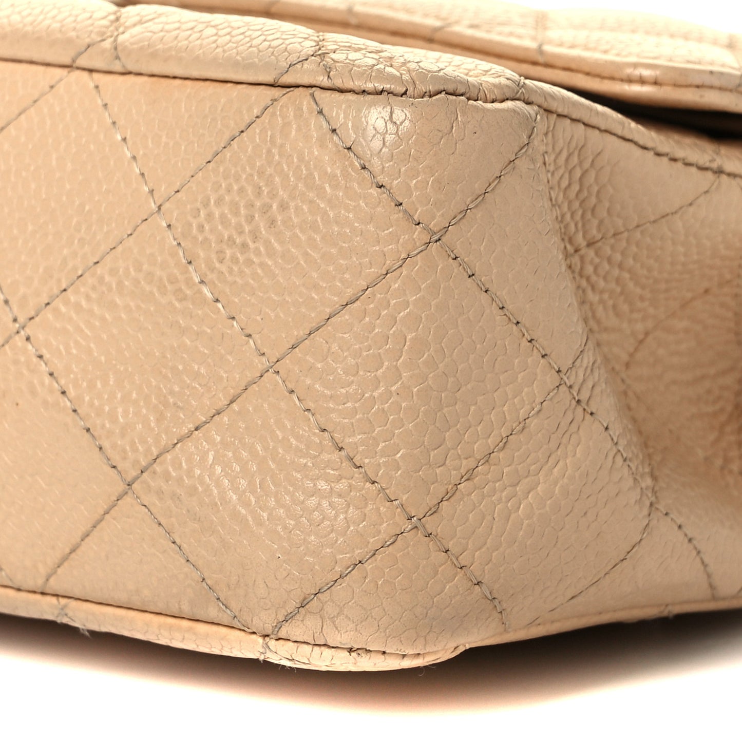Caviar Quilted Medium Double Flap Beige Clair