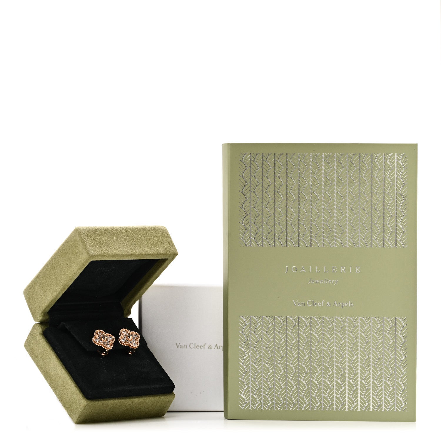 Van Cleef & Arpels 18K Rose Gold Diamond Vintage Alhambra Earrings 6 of 6