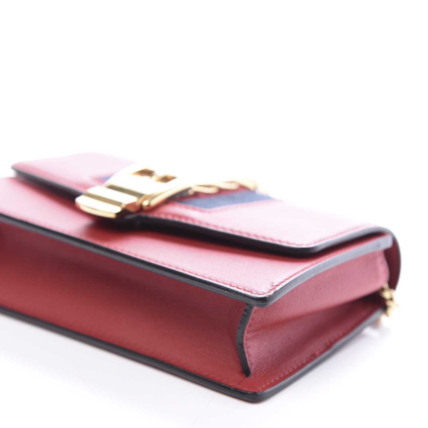 Gucci Calfskin Super Mini Sylvie Chain Shoulder Bag Hibiscus Red 5 of 10
