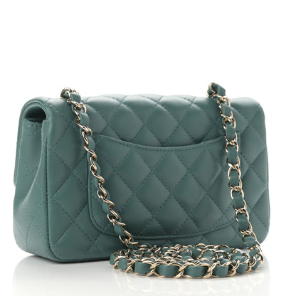 Chanel Lambskin Quilted Mini Rectangular Flap Green 3 of 10