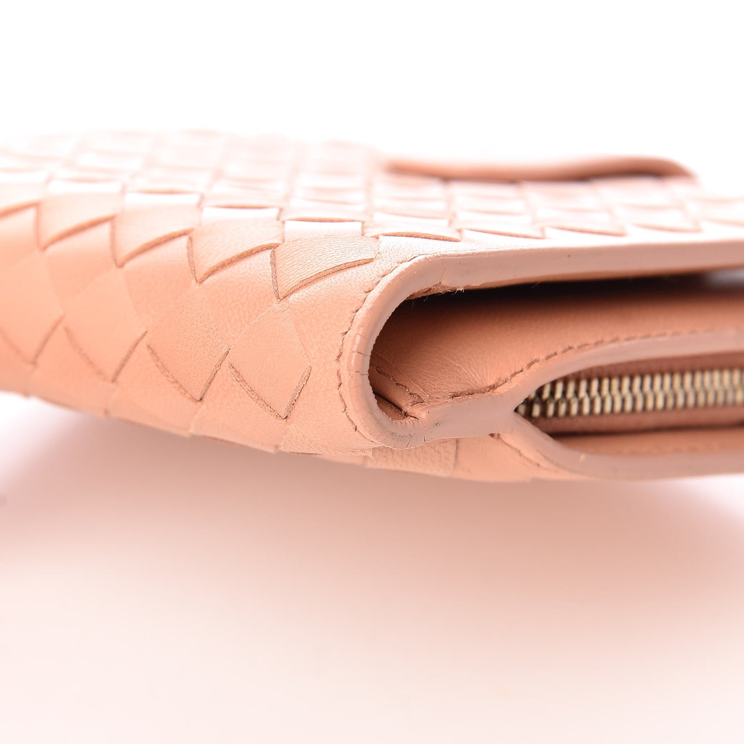 Nappa Intrecciato French Compact Wallet Peach