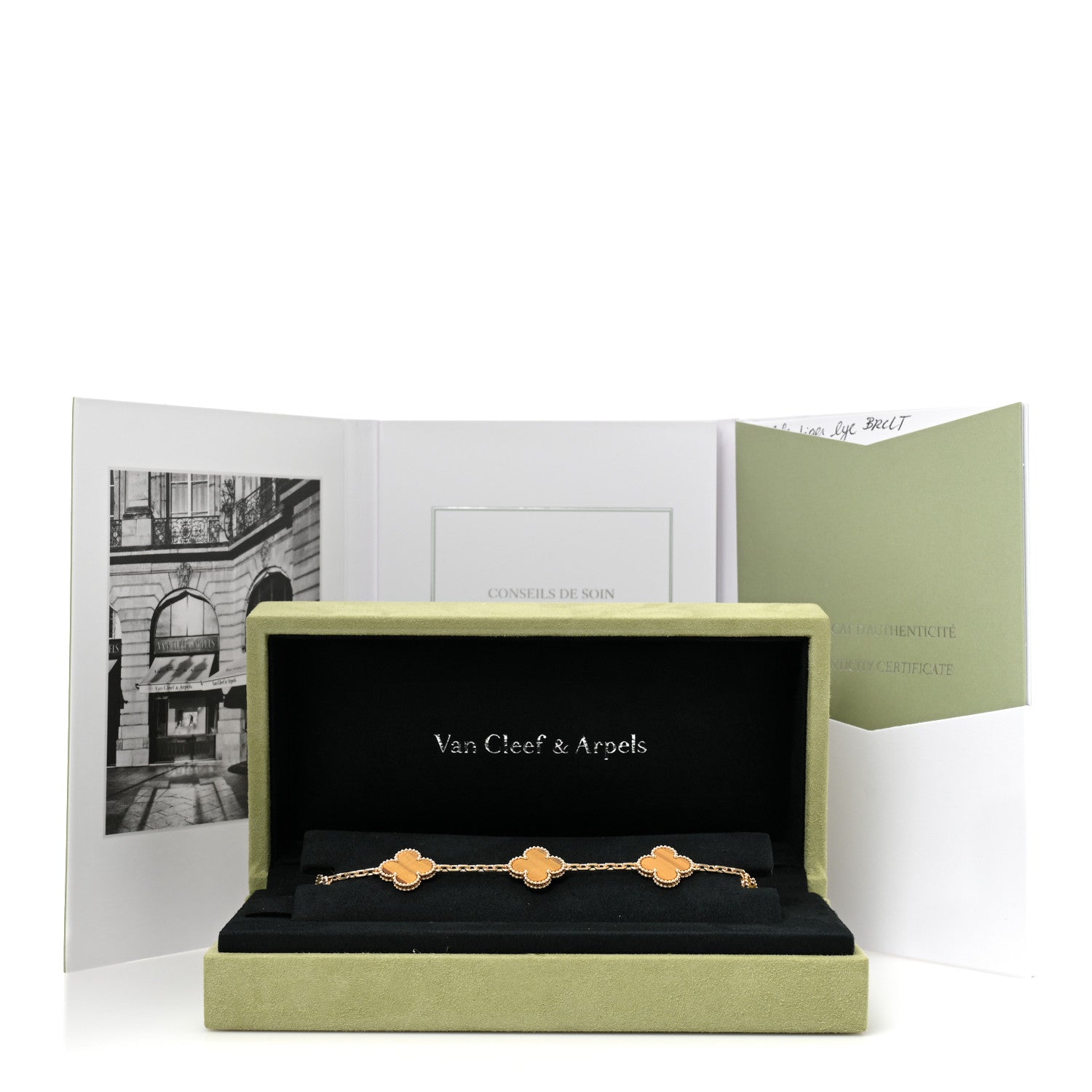 Van Cleef & Arpels VAN CLEEF & ARPELS 18K Yellow Gold Tiger Eye 5 Motifs Vintage Alhambra Bracelet 6 of 6