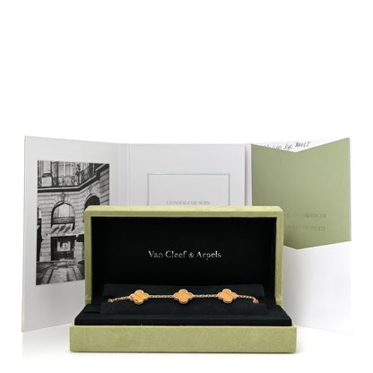 Van Cleef & Arpels VAN CLEEF & ARPELS 18K Yellow Gold Tiger Eye 5 Motifs Vintage Alhambra Bracelet 6 of 6