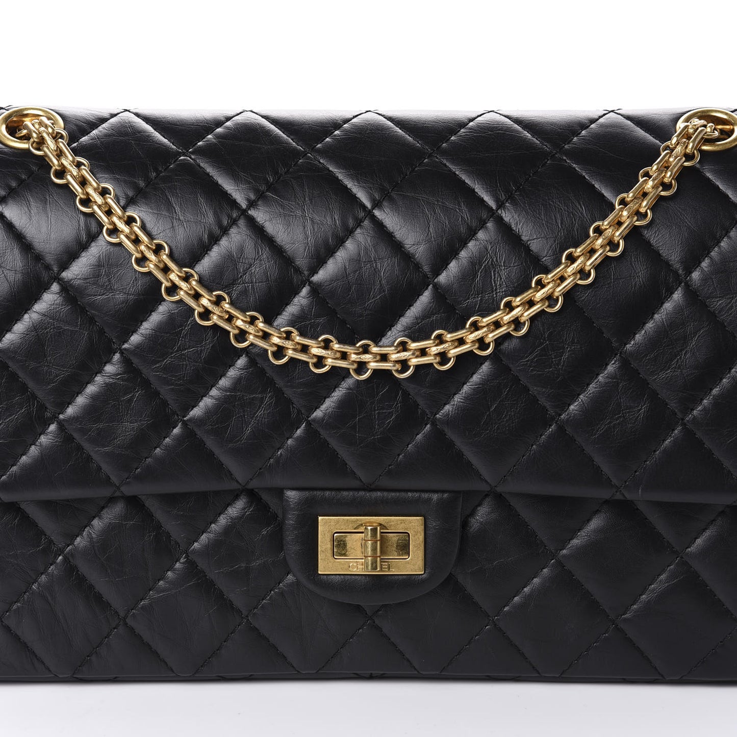 Aged Calfskin Quilted 2.55 Reissue 226 Flap Black