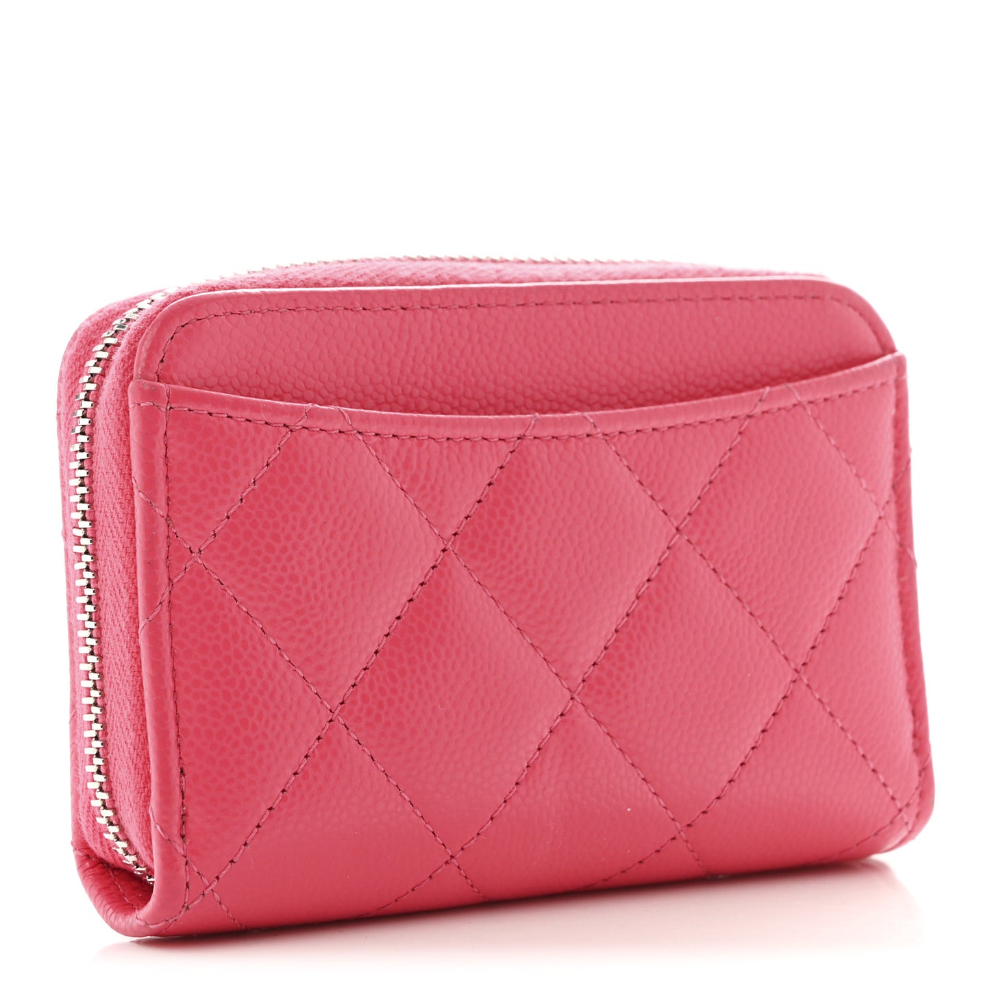 Caviar Quilted Zip Coin Purse Pink