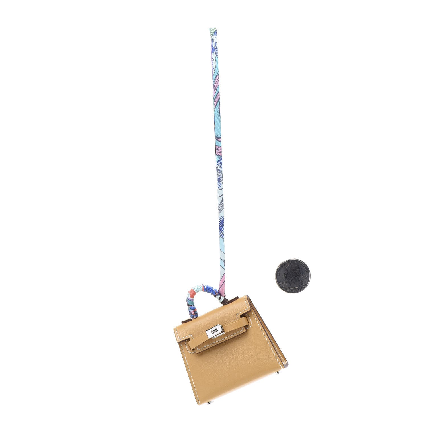 Hermes Tadelakt Mini Kelly Twilly Bag Charm Paille 2 of 9