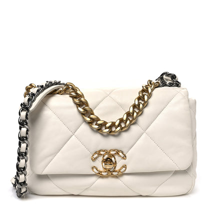 Chanel Goatskin Quilted Medium Chanel 19 Flap White 1 of 10