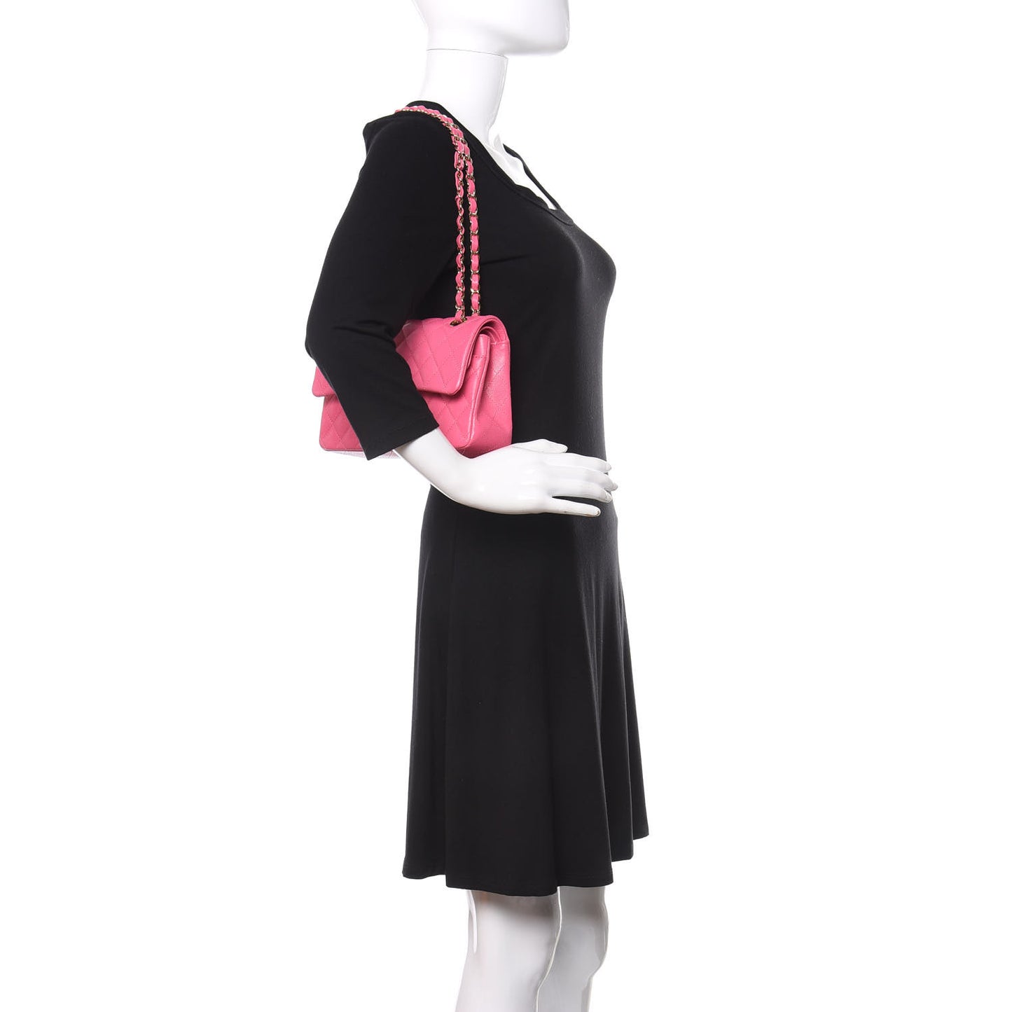 Caviar Quilted Small Double Flap Pink