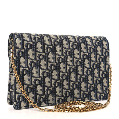 Christian Dior Oblique Saddle Chain Pouch Blue 3 of 8