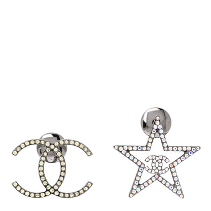 Chanel Crystal CC Star Pin Brooch Set Silver 1 of 5