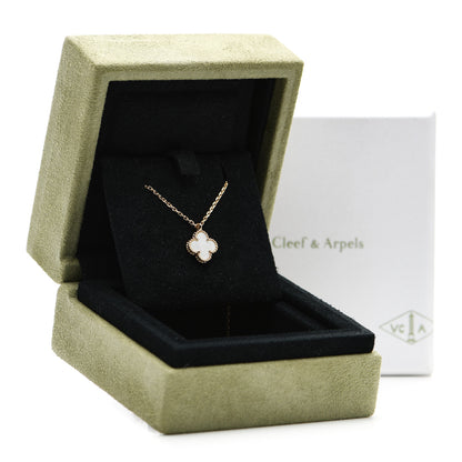 Van Cleef & Arpels 18K Yellow Gold Mother of Pearl Sweet Alhambra Pendant Necklace 5 of 5