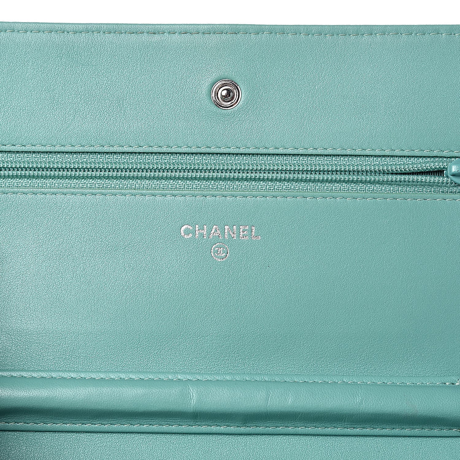 Chanel Patent Quilted Wallet On Chain WOC Green 6 of 14