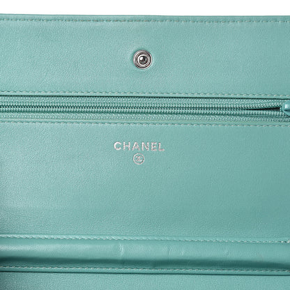 Chanel Patent Quilted Wallet On Chain WOC Green 6 of 14