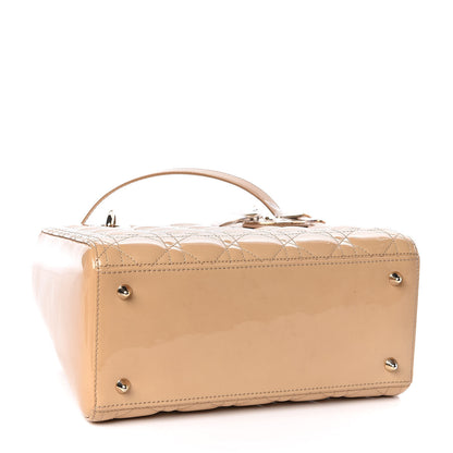 Christian Dior Patent Cannage Medium Lady Dior Beige 4 of 12
