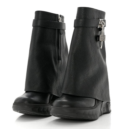 Givenchy Grained Calfskin Shark Lock Biker Ankle Boots 41 Black 3 of 9