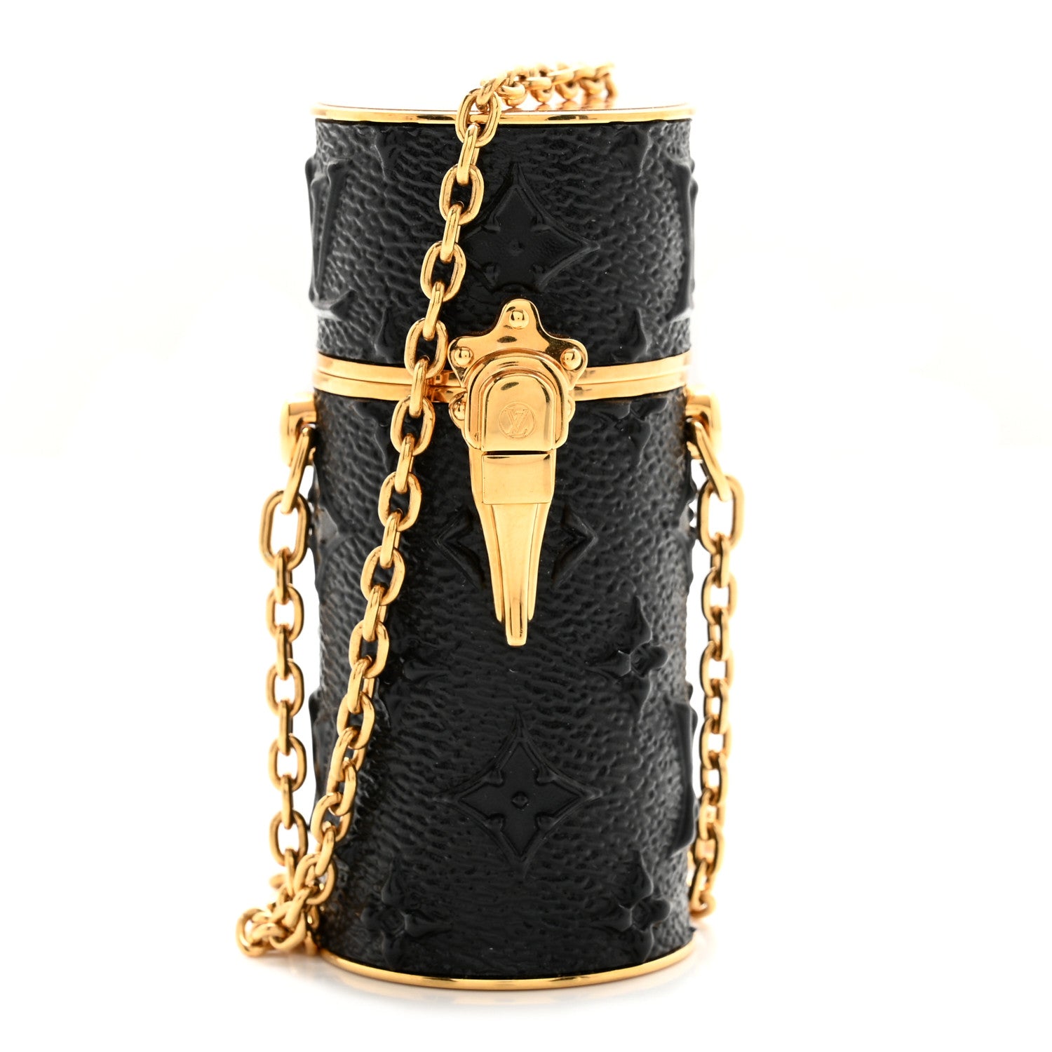 Louis Vuitton Monogram Midnight Embossed Chain Lipstick Case Black 1 of 6