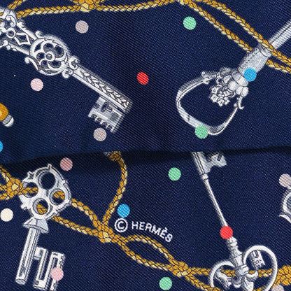 Hermes Silk Les Cles A Pois Twilly Marine Gris Argent 4 of 4