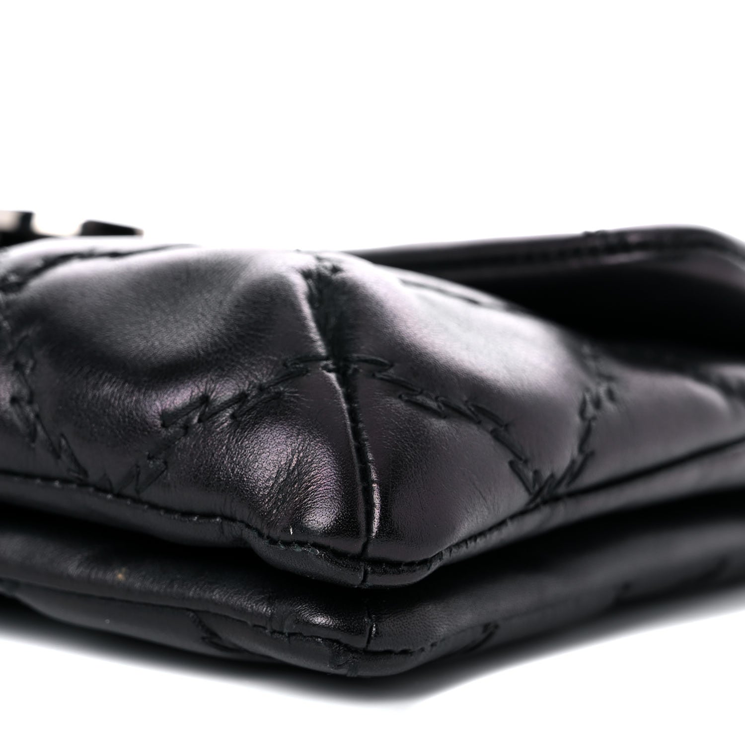 Chanel Calfskin Quilted Double Stitch Hamptons Clutch with Chain Black 9 of 13