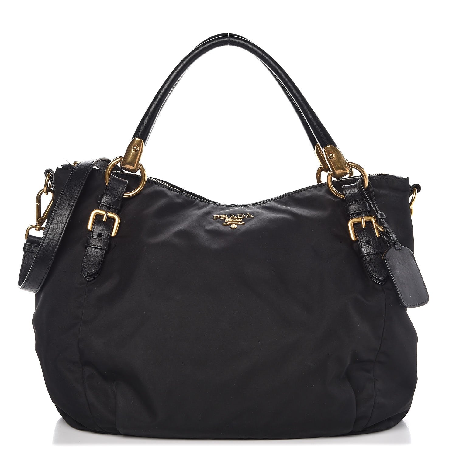 Prada Tessuto Nylon Nappa Shoulder Bag Black 1 of 12