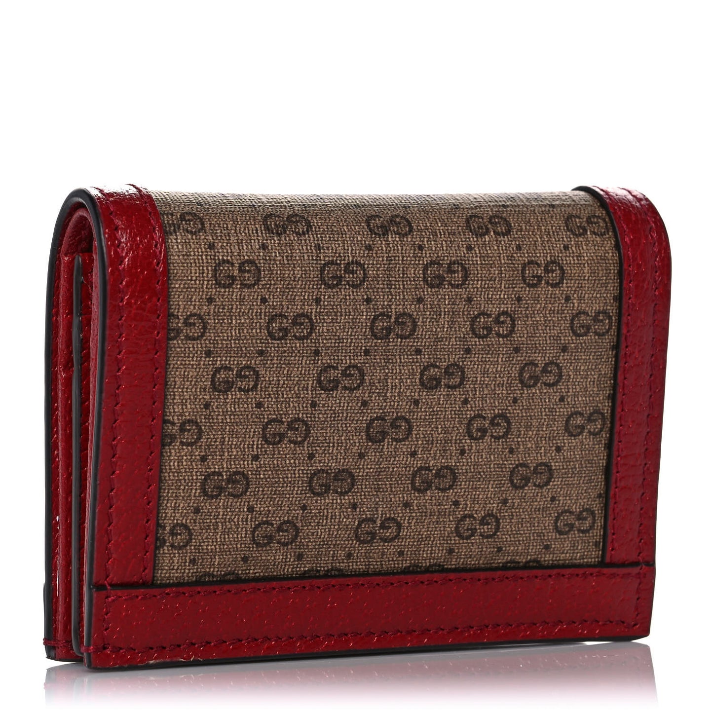 X DORAEMON Mini Vintage GG Supreme Monogram Card Case Wallet Beige Cherry Red