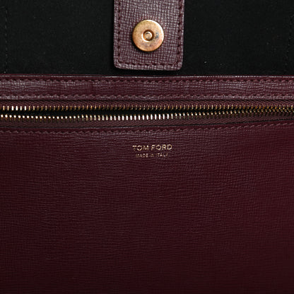 Tom Ford Grained Calfskin Small T Tote Bordeaux 6 of 12