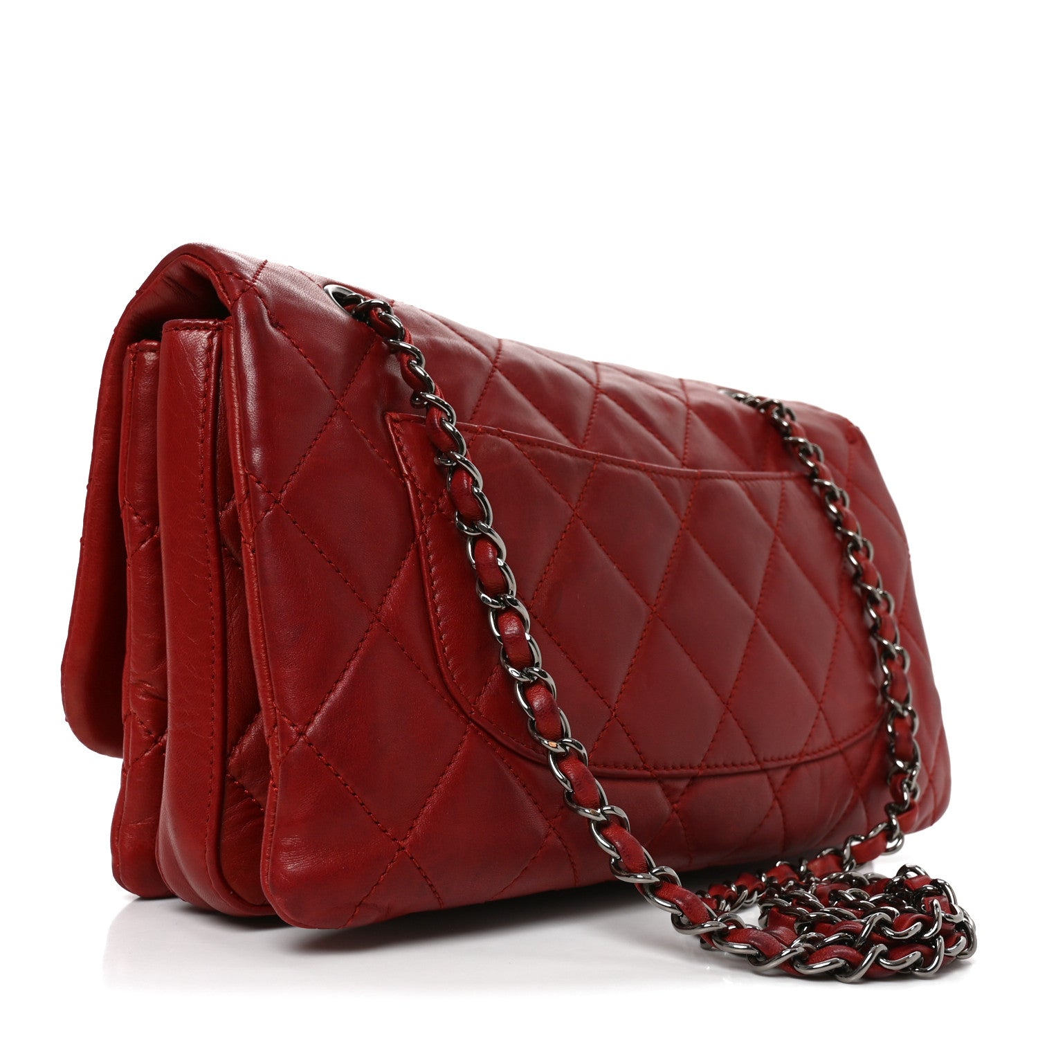 Chanel Lambskin Quilted Large 3 Flap Red 3 of 10
