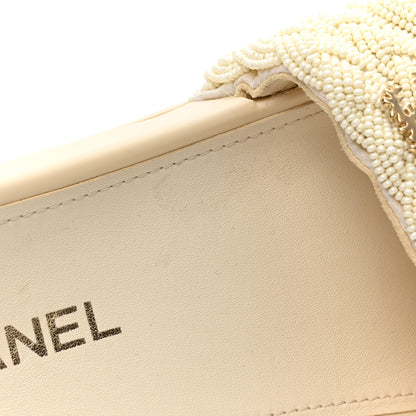 Chanel Lambskin Pearl Beaded Woven Slides 40 Beige 9 of 9