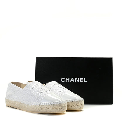 Chanel Tweed Calfskin CC Espadrilles 39 White 38 White 14 of 14