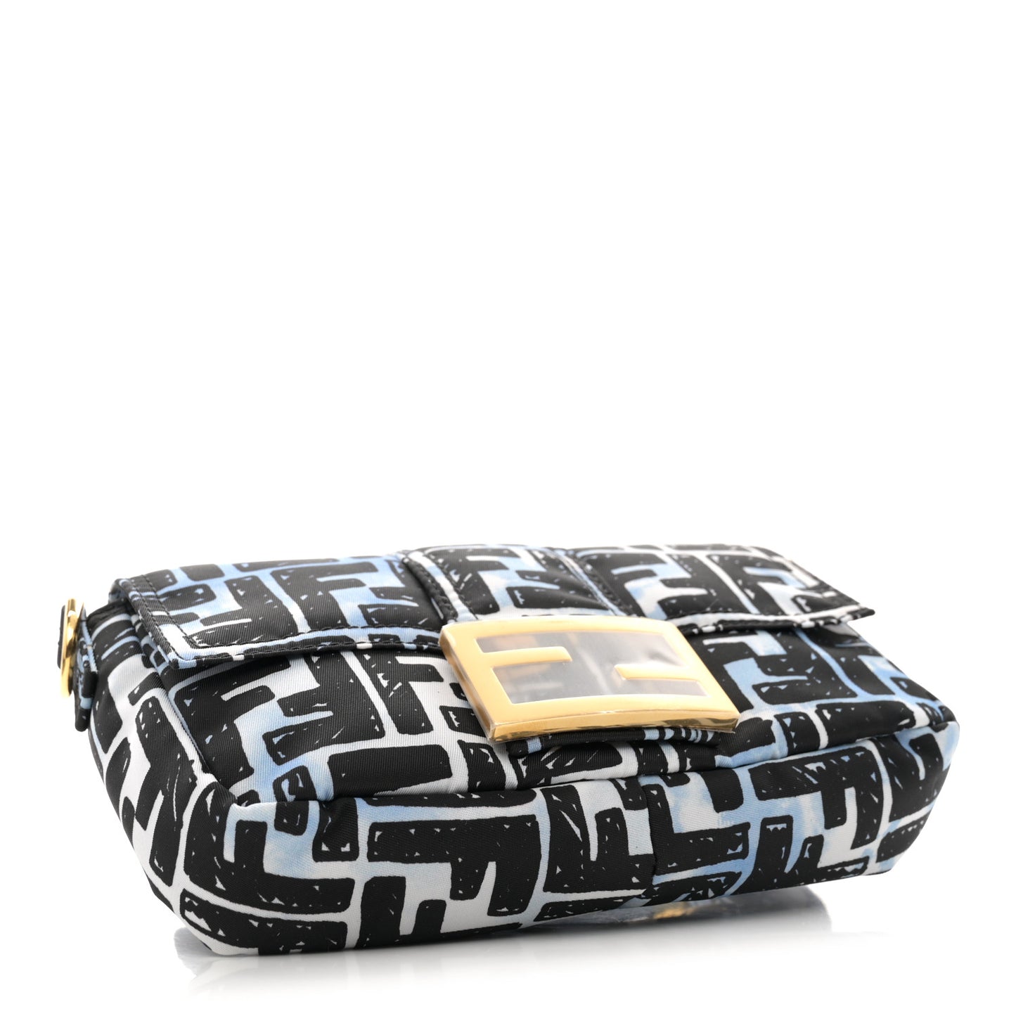 X JOSHUA VIDES Nylon FF Cloudy Mini Belt Baguette Bag White Celeste Black