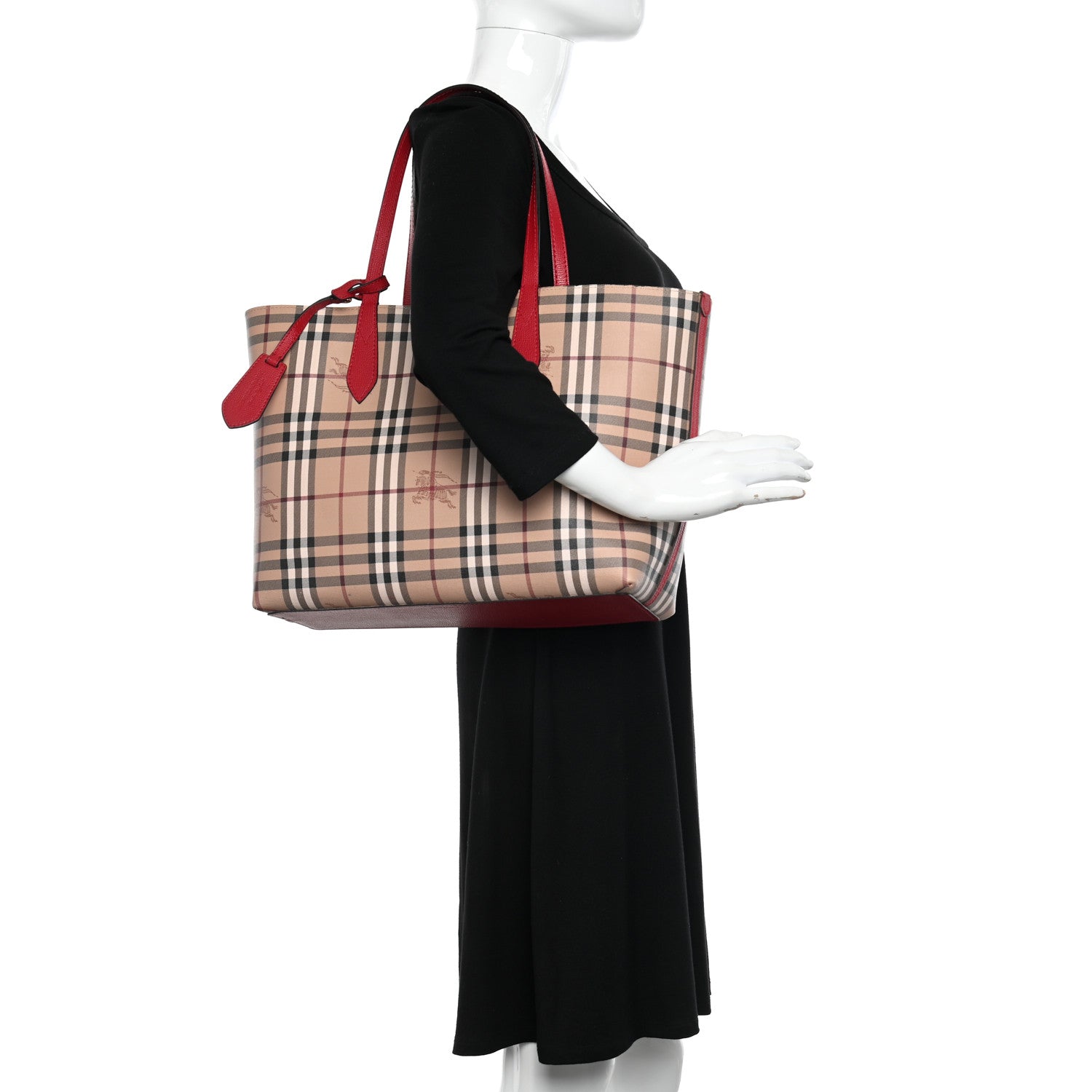 Burberry Haymarket Check Medium Reversible Tote Poppy Red 2 of 18