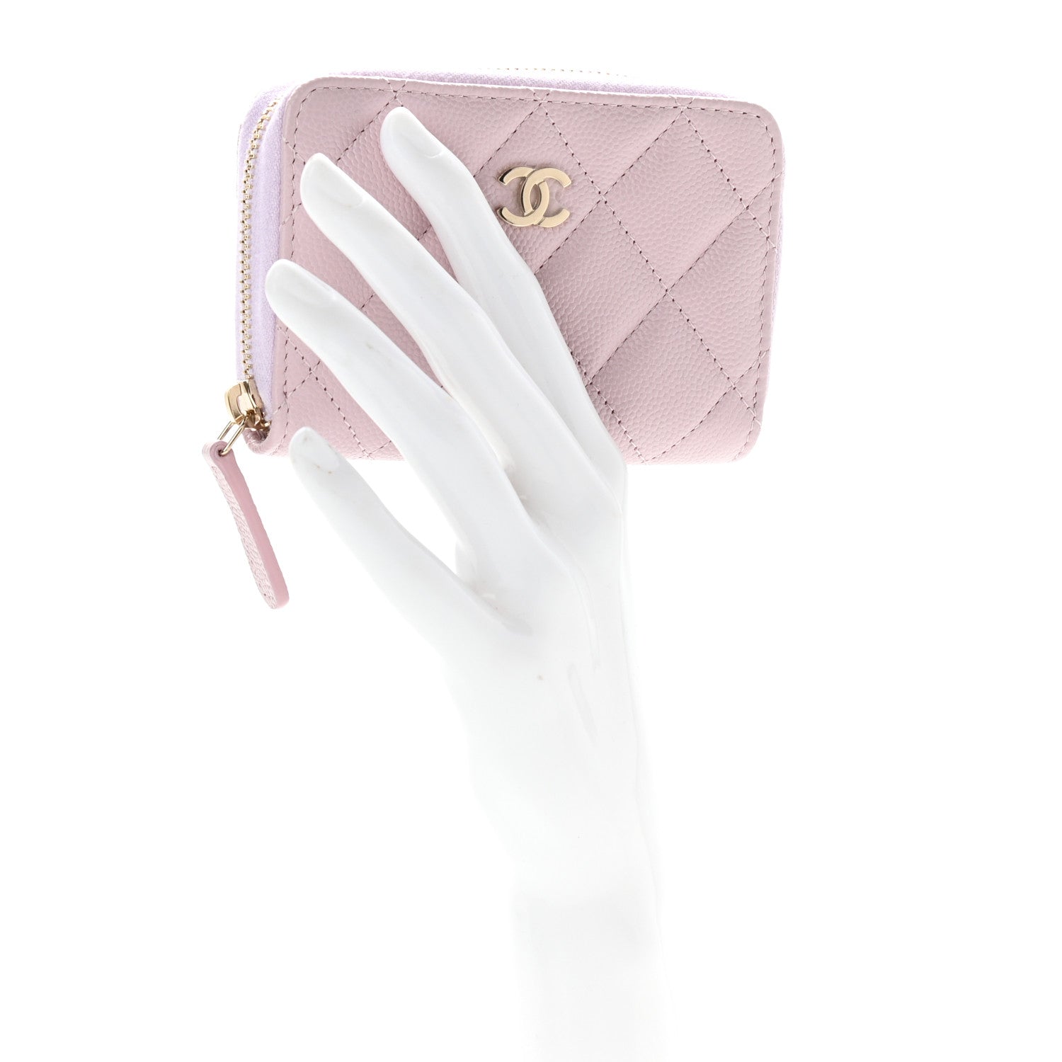 Chanel Caviar Quilted Zip Coin Purse Light Pink 2 of 9