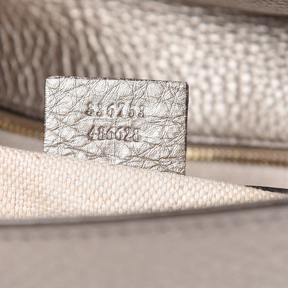 Gucci Metallic Pebbled Calfskin Medium Soho Clutch Golden Beige 9 of 17