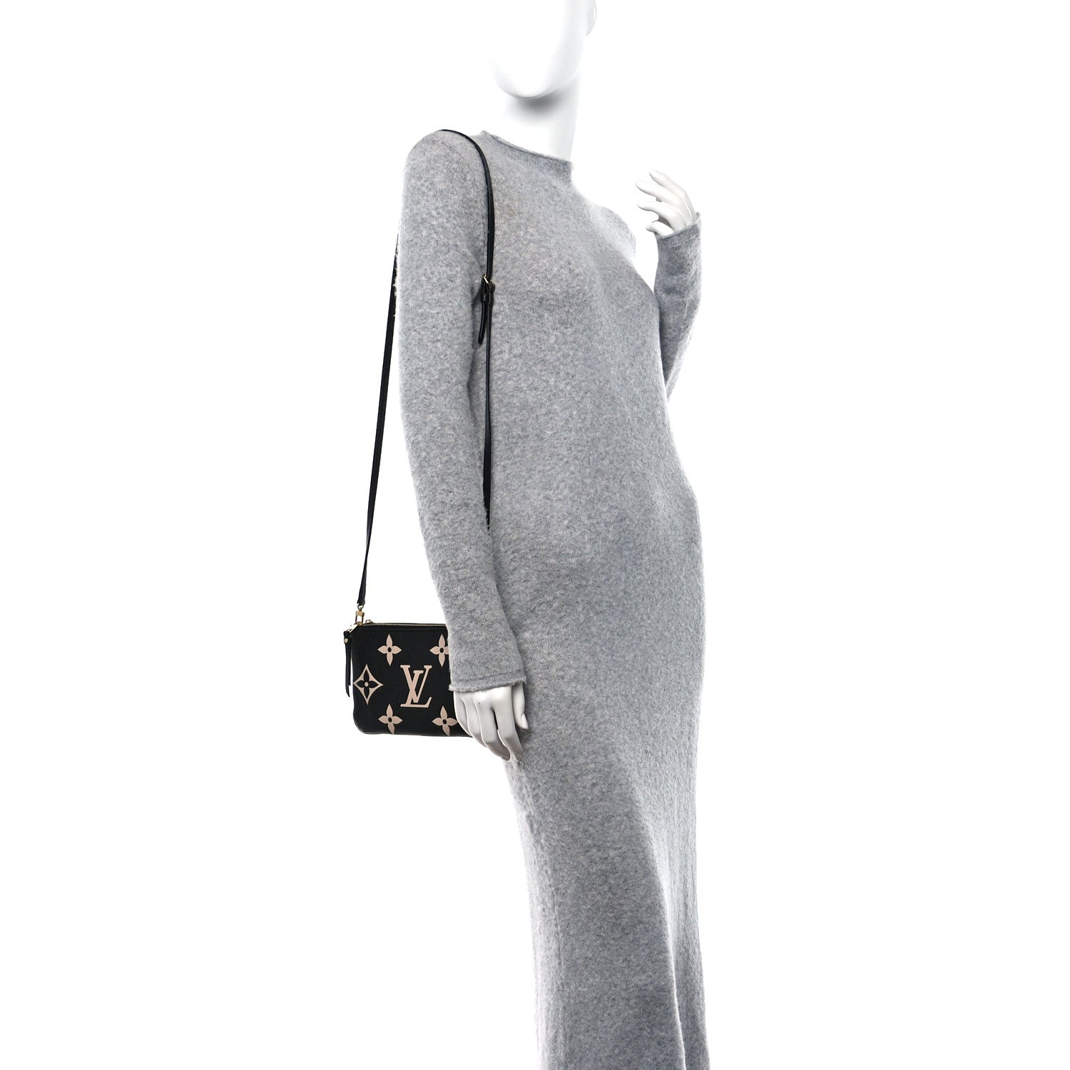Louis Vuitton Empreinte Monogram Giant Double Zip Pochette Black Cream 2 of 13