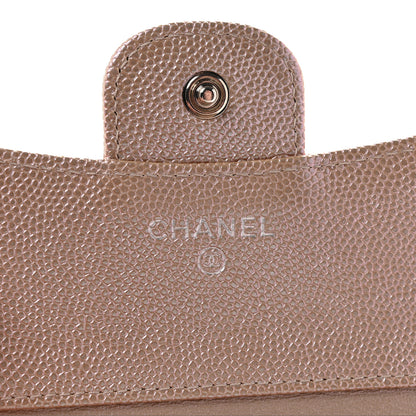 Chanel Metallic Caviar Chevron Quilted Compact Flap Wallet Light Gold 6 of 11
