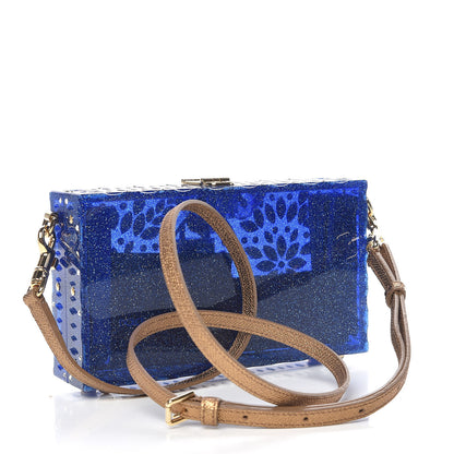 Dolce & Gabbana Crystal Embellished Plexiglass Dolce Box Clutch Blue 3 of 10