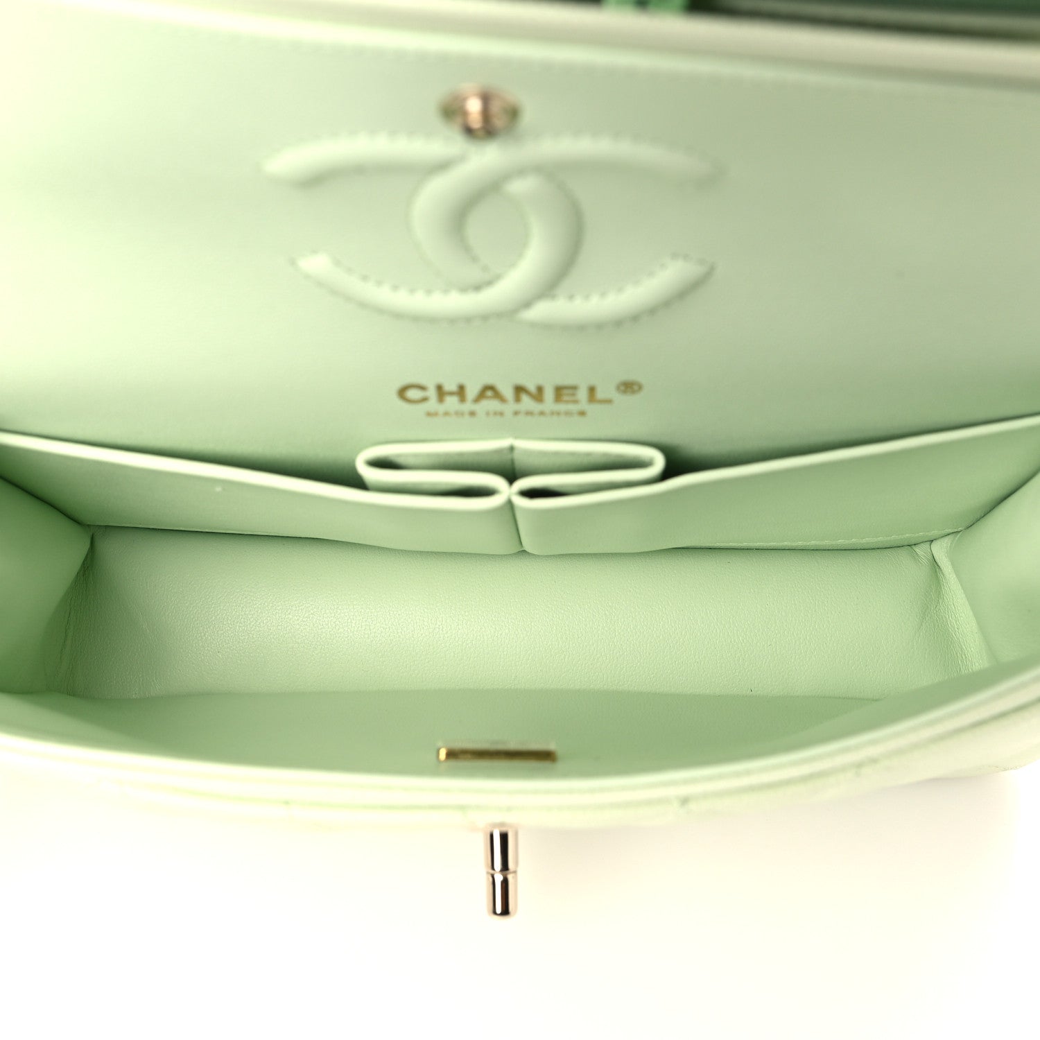 Chanel Caviar Quilted Small Double Flap Light Green 5 of 10
